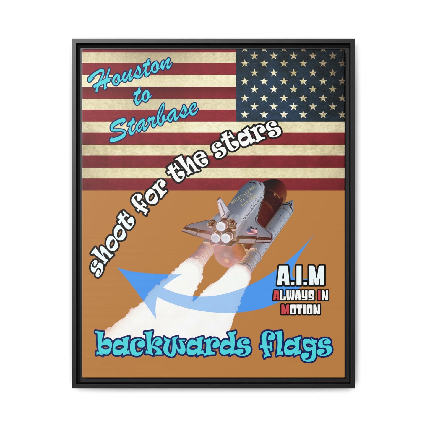 shoot for the stars - framed canvas art (light brown)