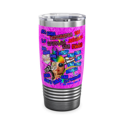drop the beat - Ringneck Tumbler, 20oz  (pink swirl)