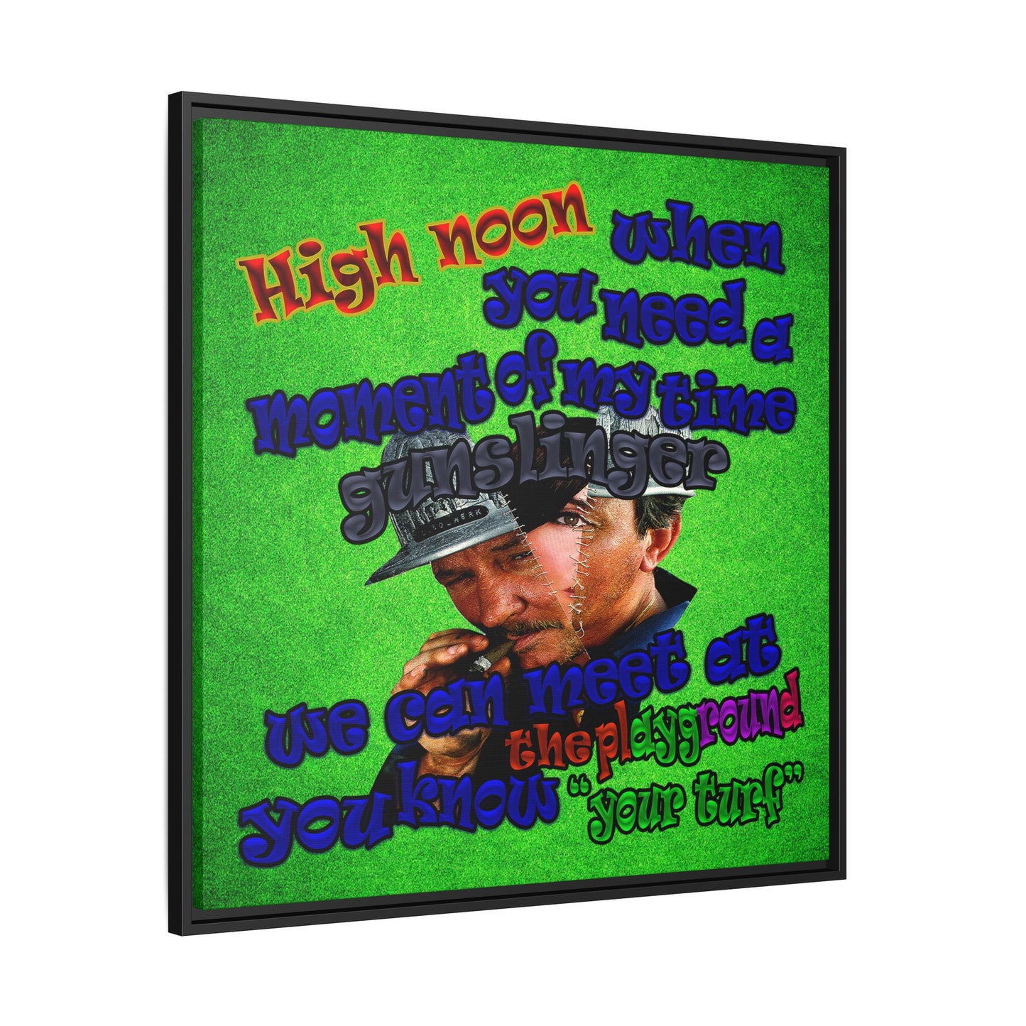 high noon - framed canvas art (green turf)
