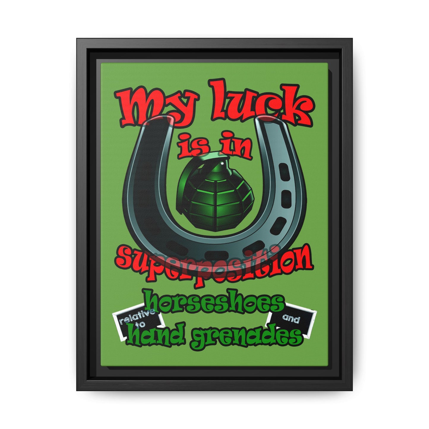 my luck - framed canvas art (green)