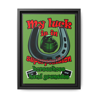 my luck - framed canvas art (green)