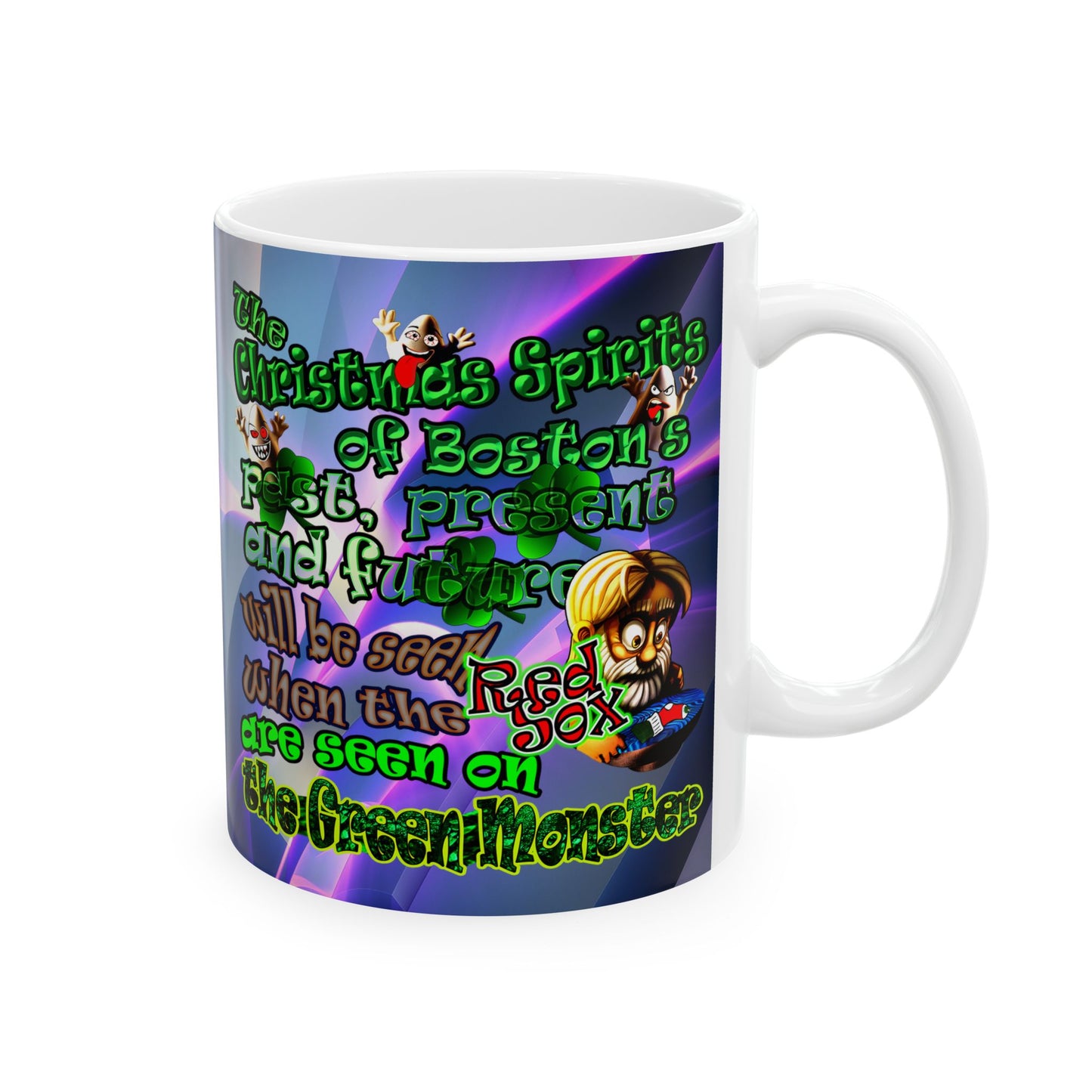 christmas spirits of boston - White Mug (grey-pink wave)