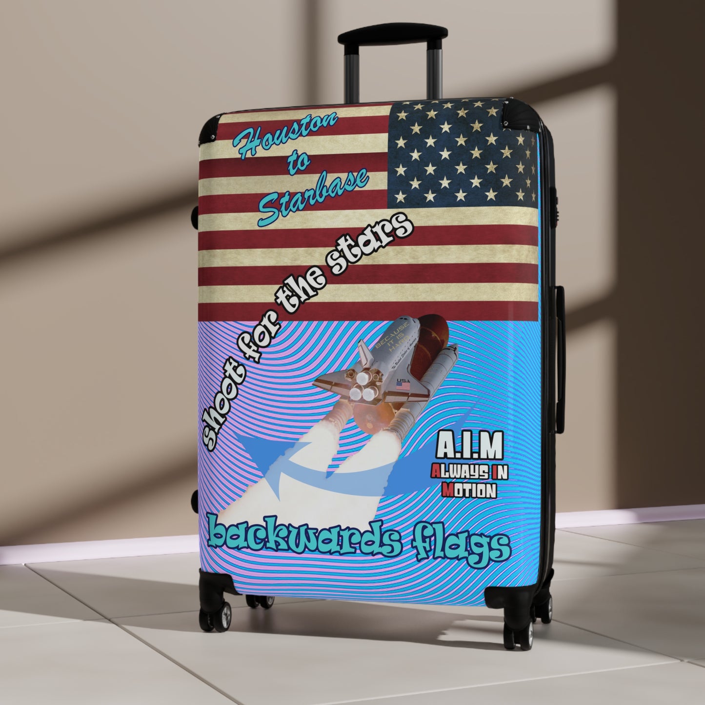 shoot for the stars - Suitcase (light blue-purple wave)