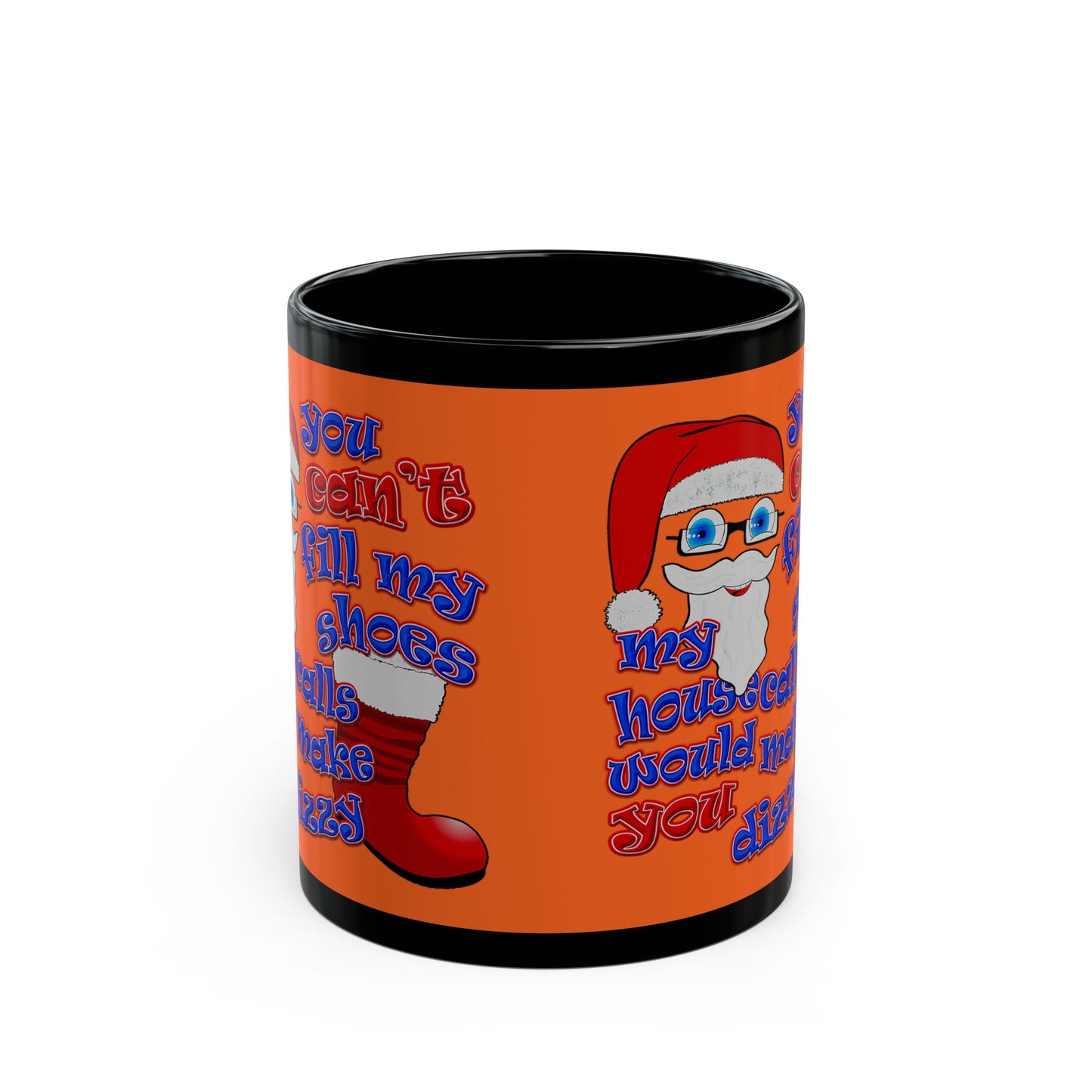 santa's shoes - Black Mug (orange)