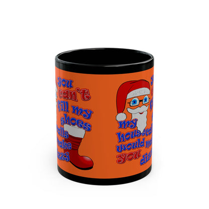 santa's shoes - Black Mug (orange)