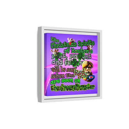 christmas spirits of boston - framed canvas art (purple-pink wave)