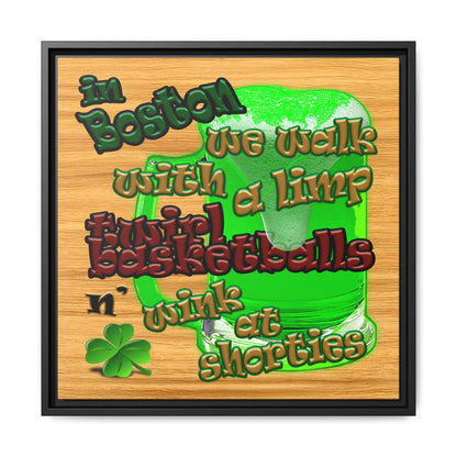 celtics logo - framed canvas art (butterscotch wood finish)