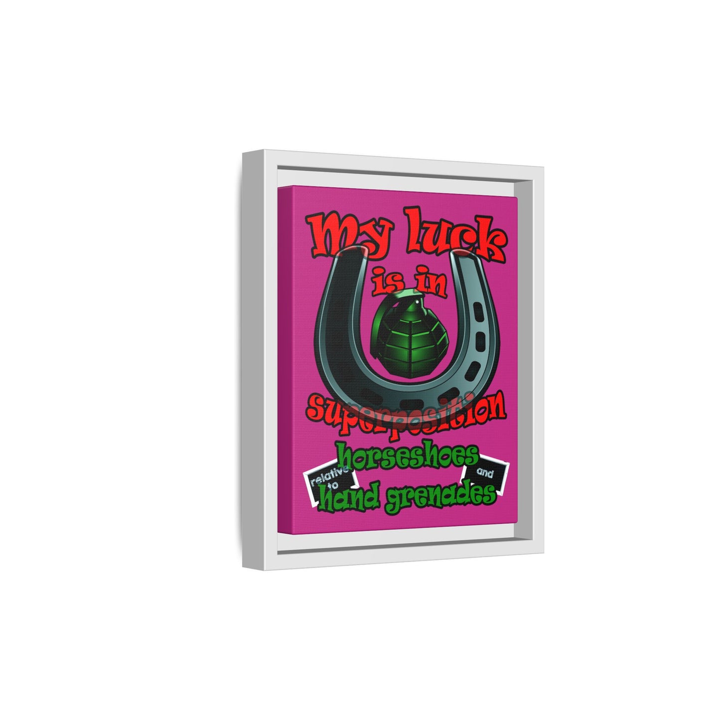 my luck - framed canvas art (pink)