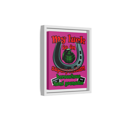my luck - framed canvas art (pink)