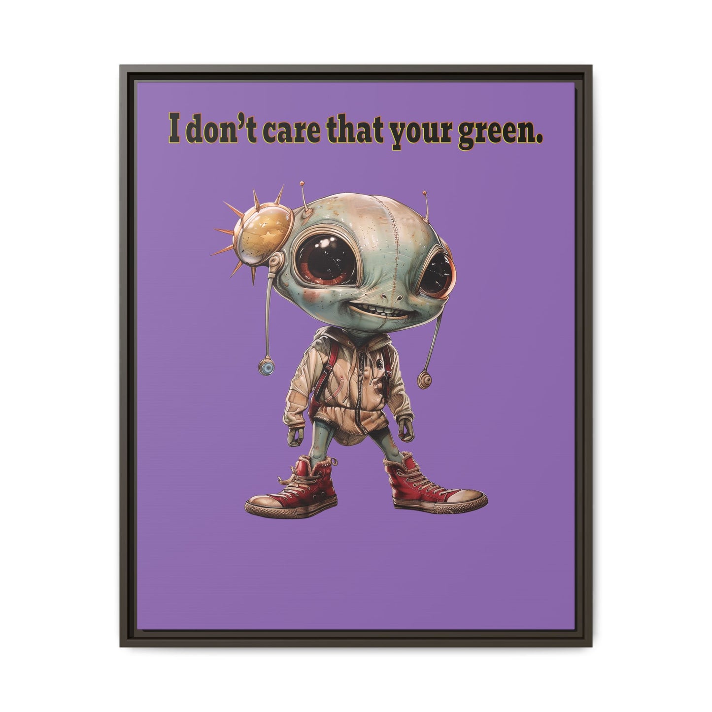 I don't care that your green - framed canvas art (light purple)