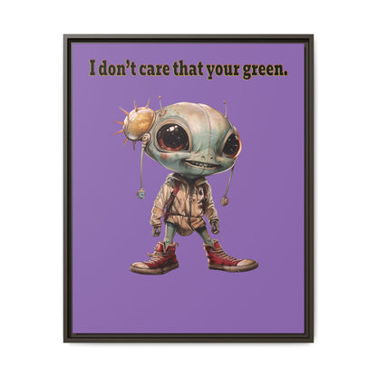 I don't care that your green - framed canvas art (light purple)