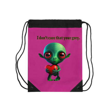 I don't care that your grey - Drawstring Bag (pink)