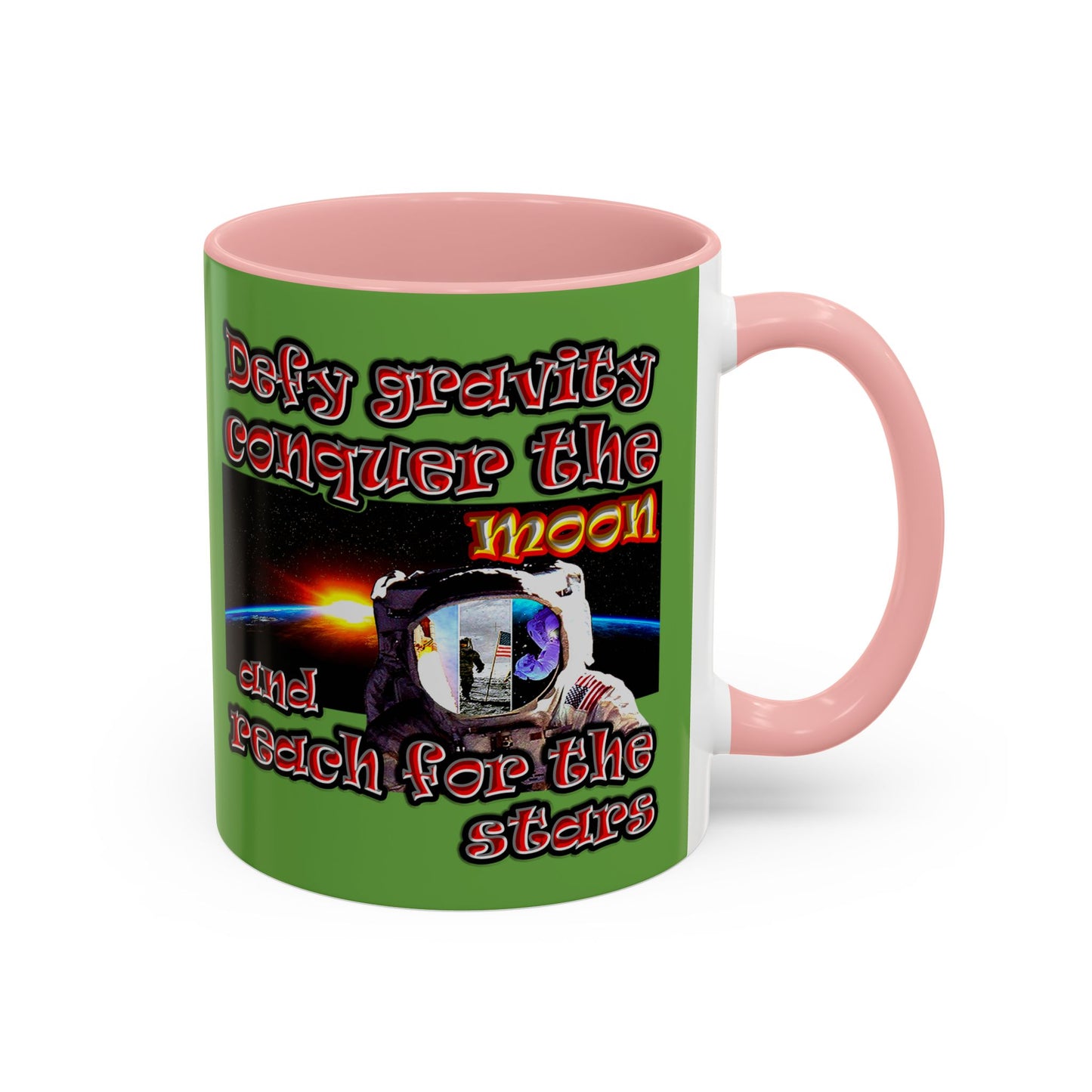 defy conquer reach - Accent Mug (green)