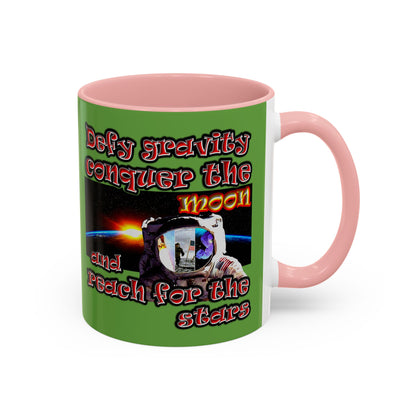 defy conquer reach - Accent Mug (green)
