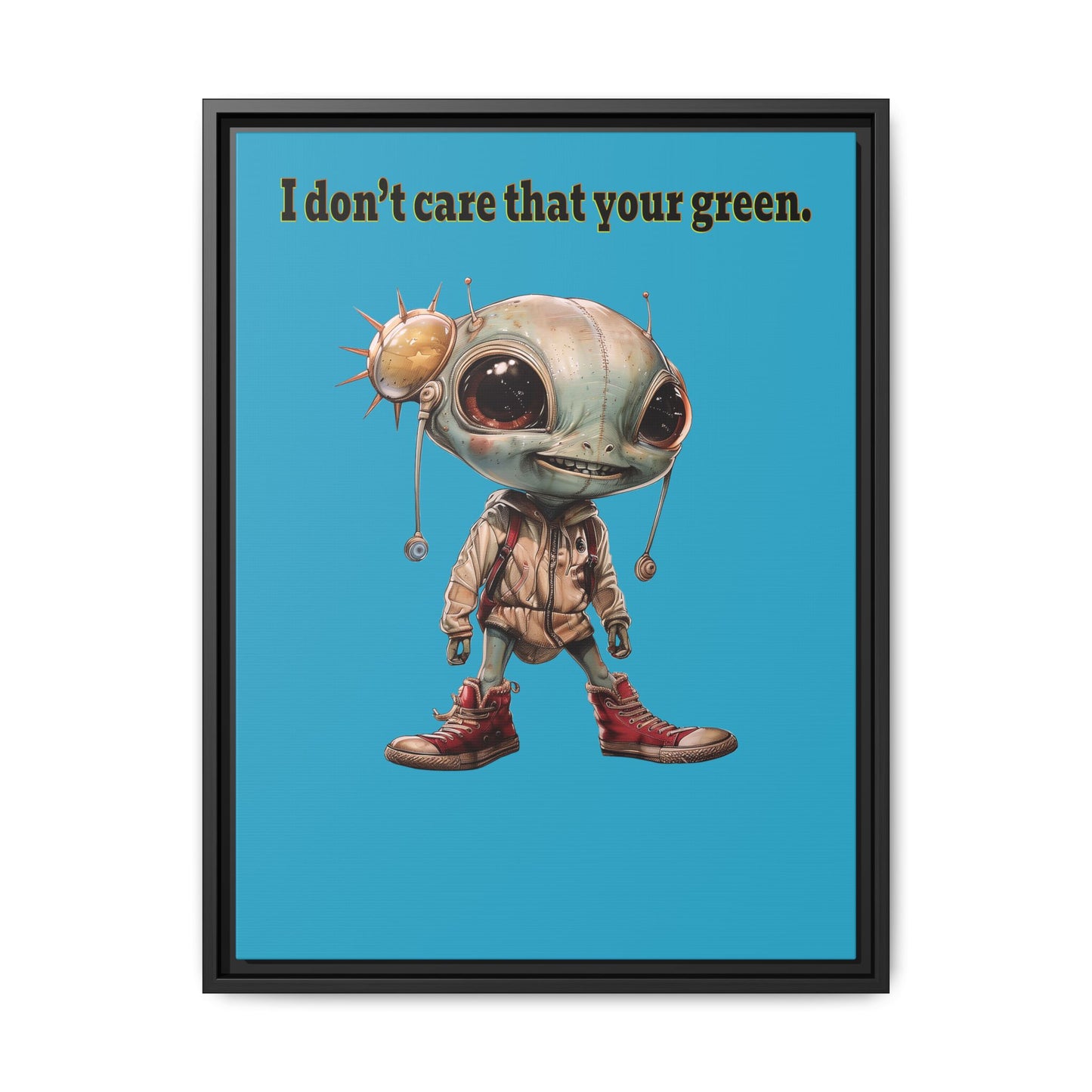I don't care that your green - framed canvas art (turquoise)