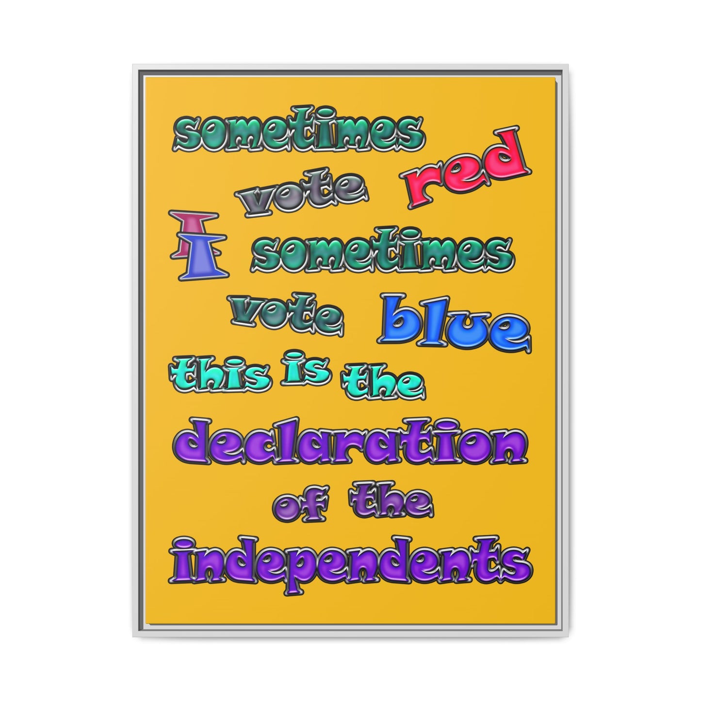 declaration of the independents - framed canvas art (yellow)