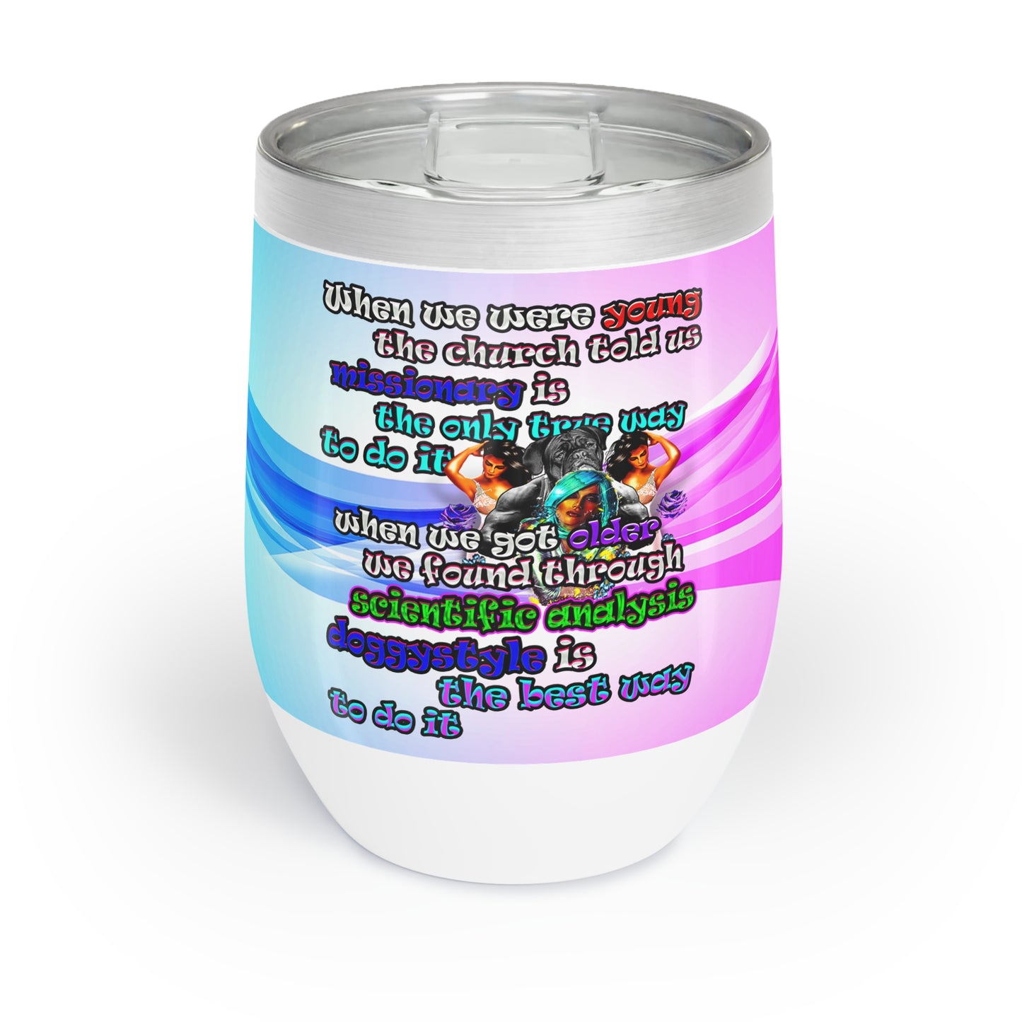 doggystyle - Chill Wine Tumbler (light blue-pink wave)