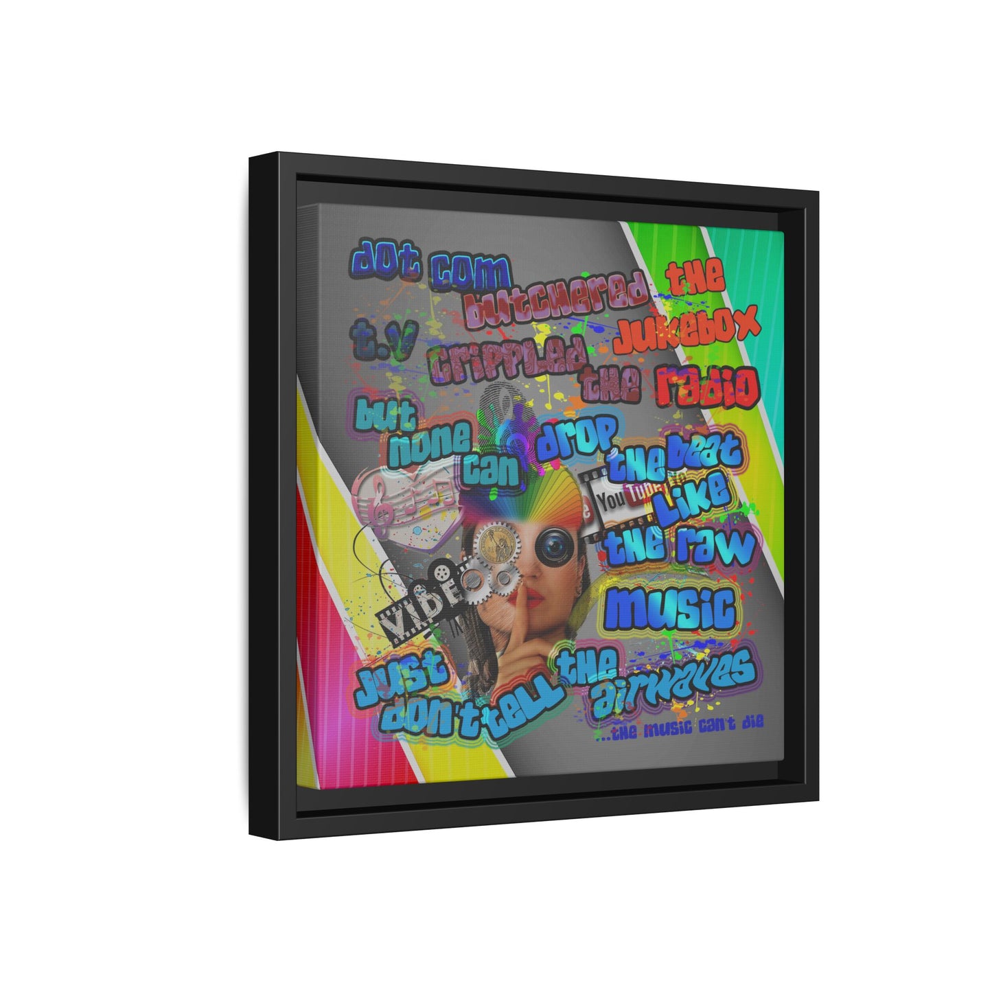 drop the beat - framed canvas art (rainbow split)