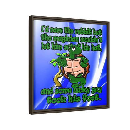 turtle race - framed canvas art (blue-white wave)