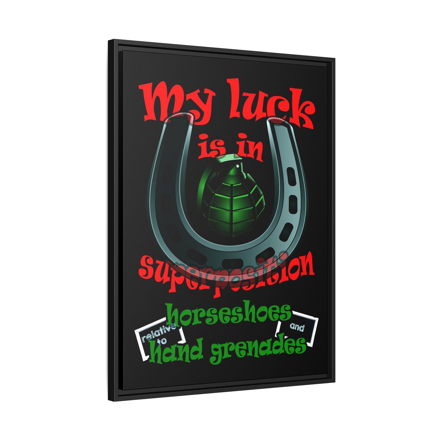 my luck - framed canvas art (black)