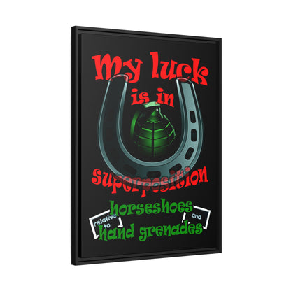 my luck - framed canvas art (black)
