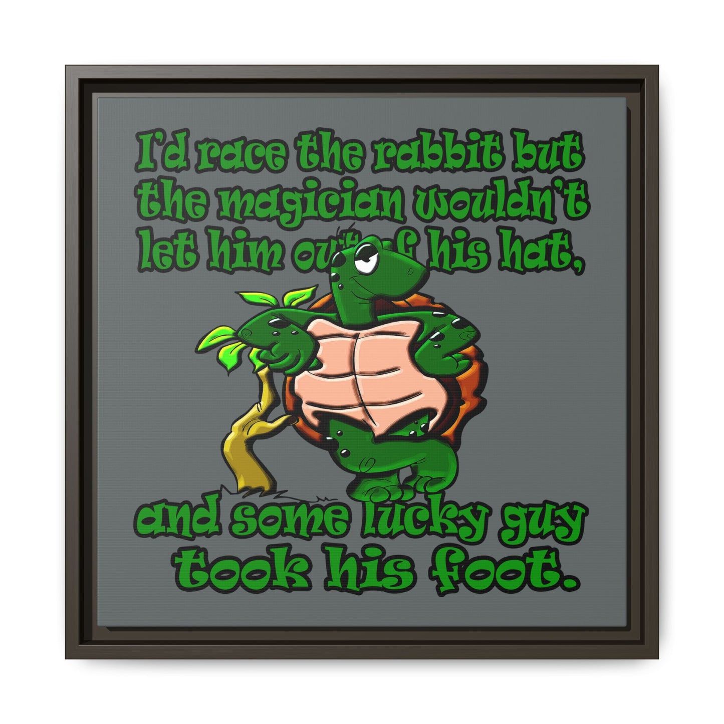 turtle race - framed canvas art (dark grey)