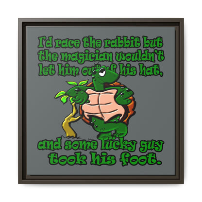 turtle race - framed canvas art (dark grey)