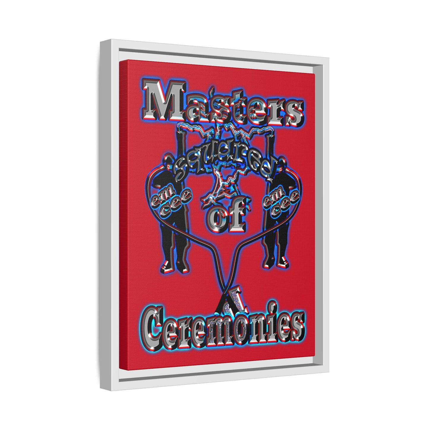 em cee squared - framed canvas art (dark red)