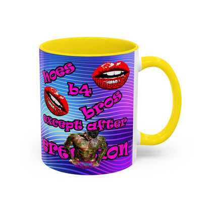 hoes b4 bros - Accent Mug (purple wave)