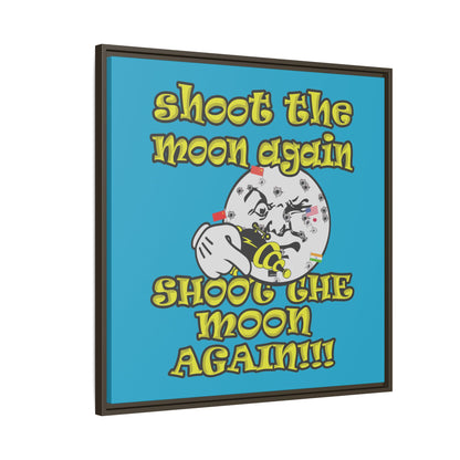 shoot the moon again - framed canvas art (turquoise)