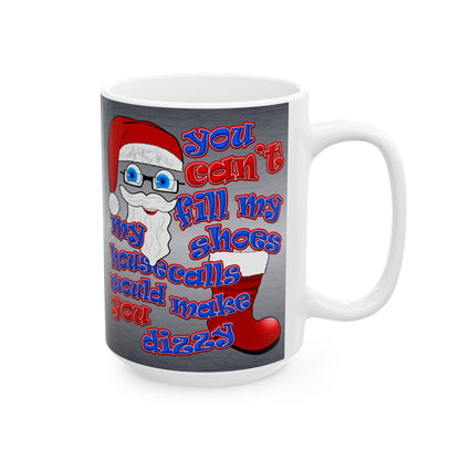 santa's shoes - White Mug (brushed nickel)