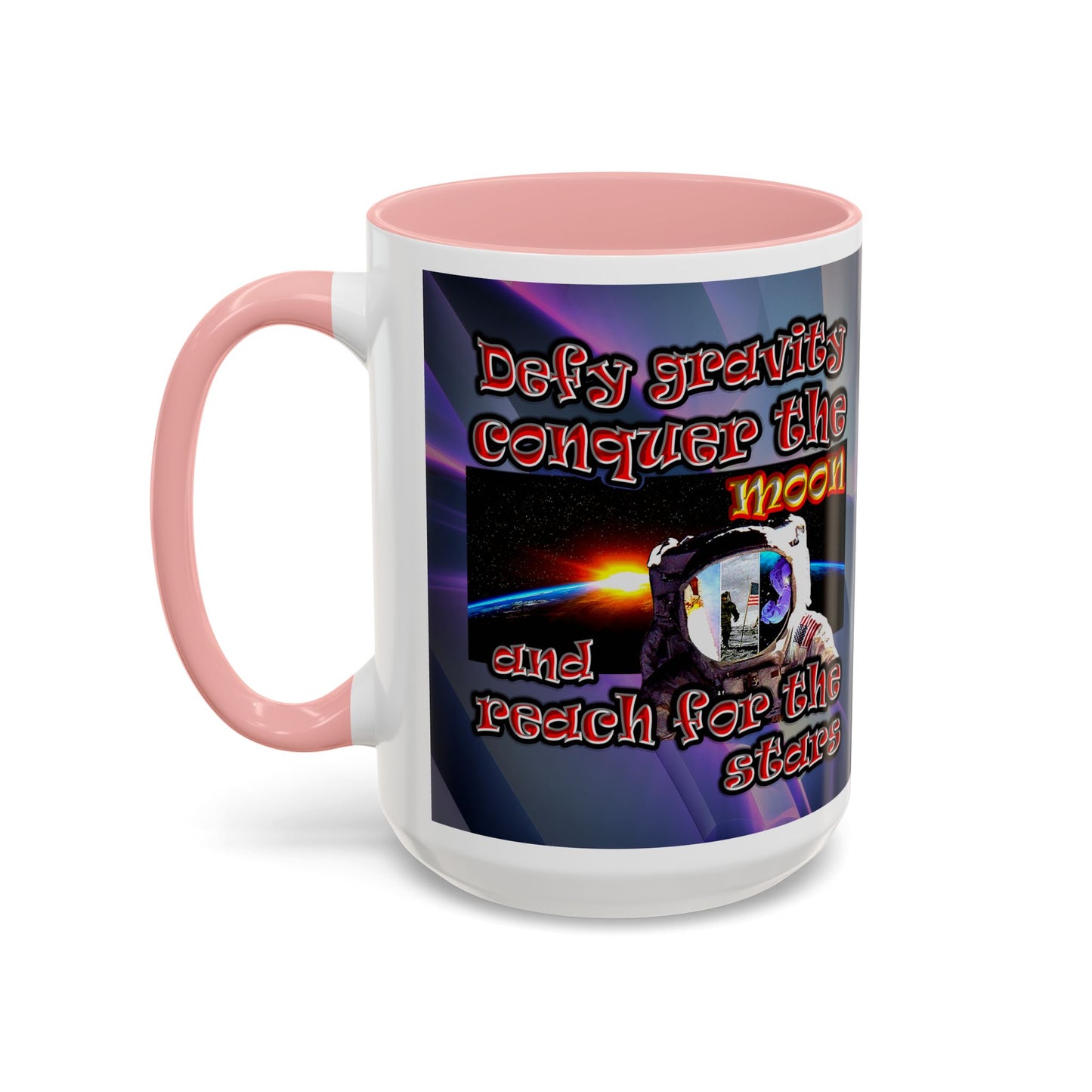 defy conquer reach - Accent Mug (grey-pink wave)