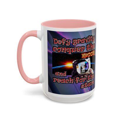 defy conquer reach - Accent Mug (grey-pink wave)