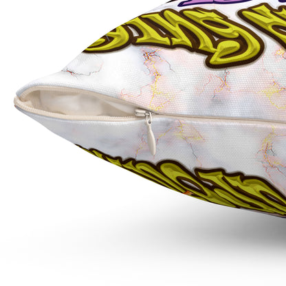 the bum's shit - Spun Polyester Square Pillow - (white marble)