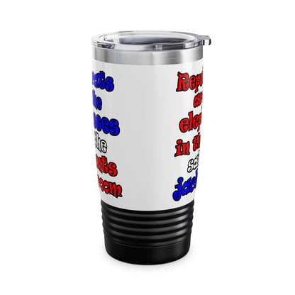 donkeys and elephants - Ringneck Tumbler, 20oz (white)