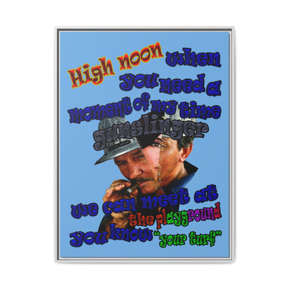 high noon - framed canvas art (light blue)
