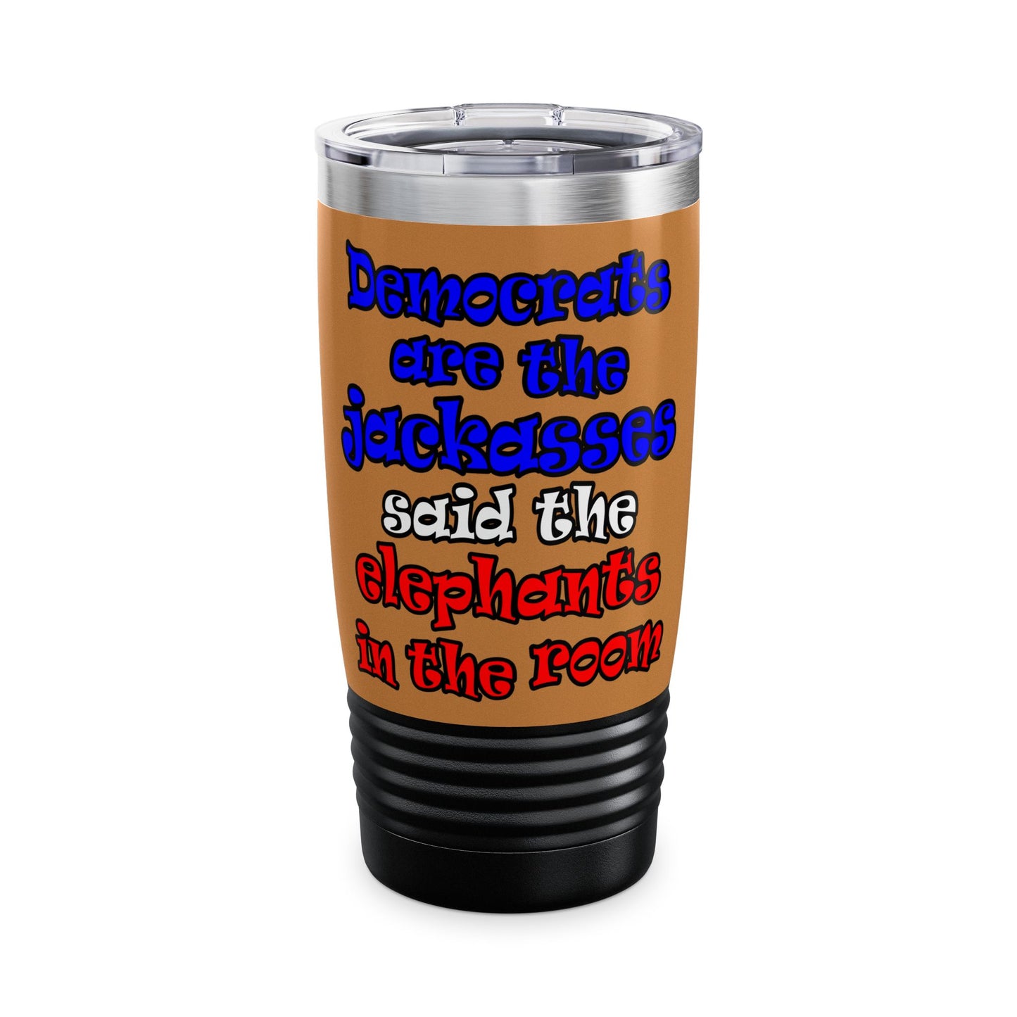 donkeys and elephants - Ringneck Tumbler, 20oz (light brown)