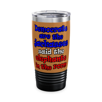donkeys and elephants - Ringneck Tumbler, 20oz (light brown)