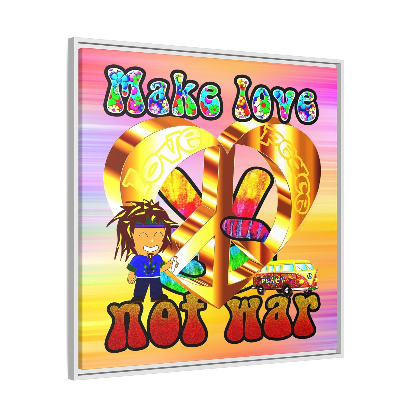 love peace - framed canvas art (color blur)