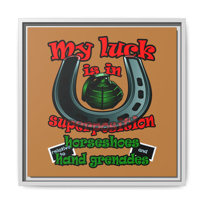my luck - framed canvas art (light brown)
