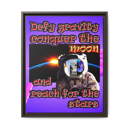 defy conquer reach - framed canvas art (purple-pink wave)