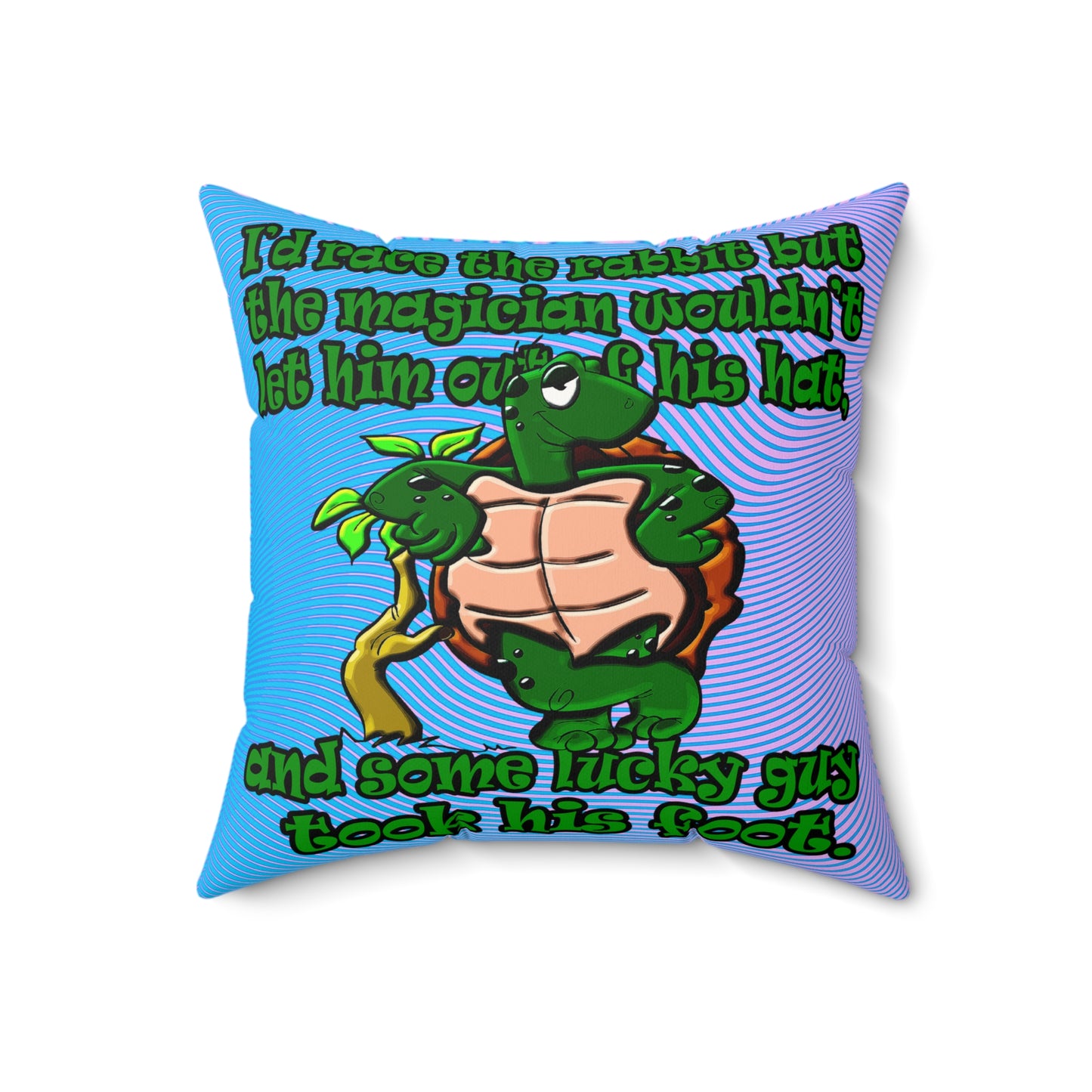 turtle race - Faux Suede Square Pillow - (light blue-purple wave)