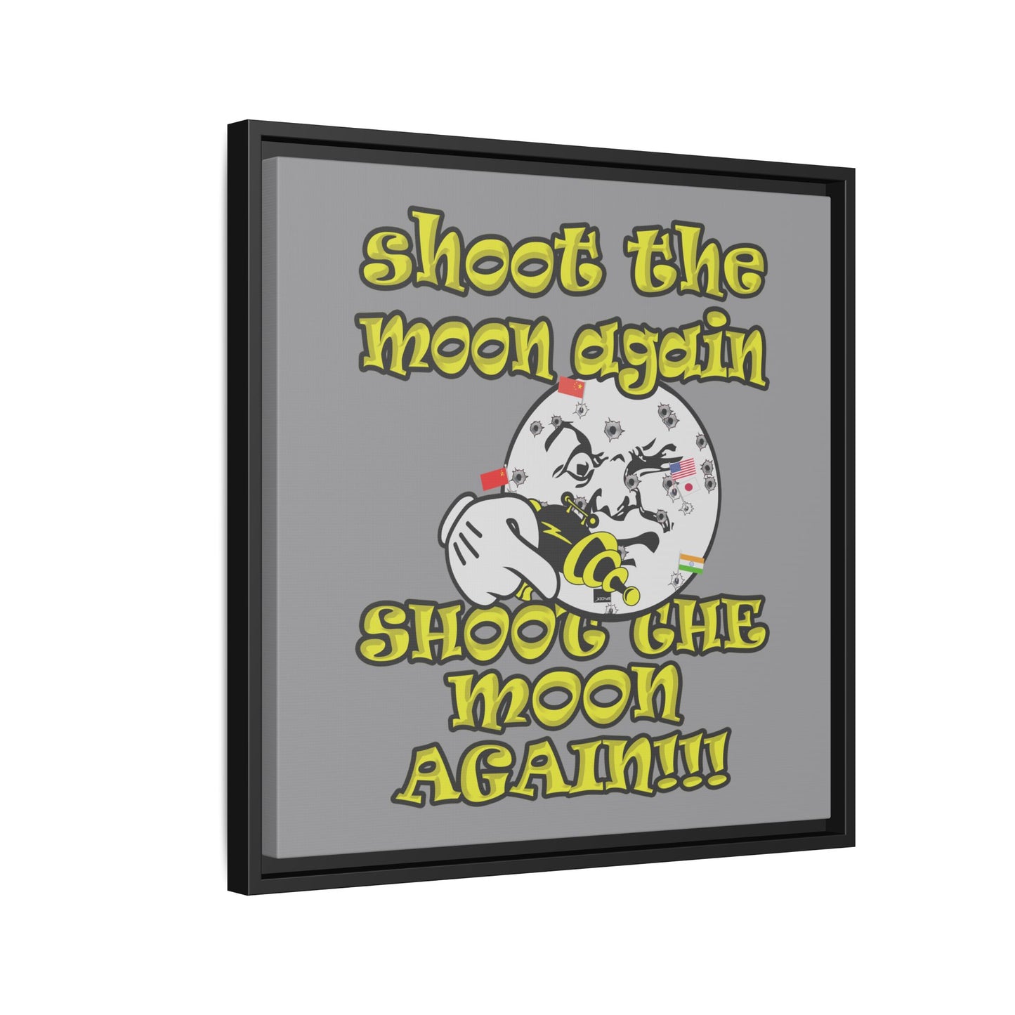 shoot the moon again - framed canvas art (grey)
