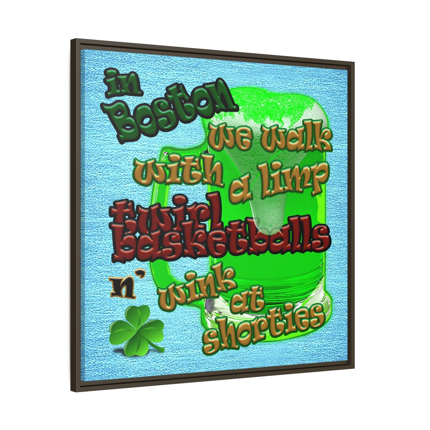 celtics logo - framed canvas art (faded blue)