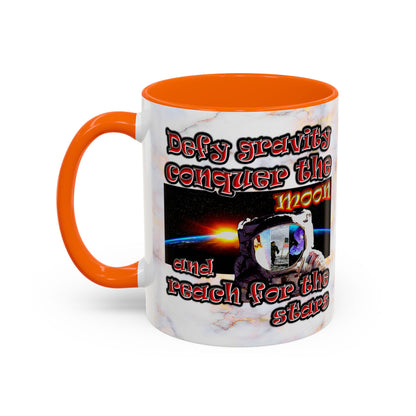 defy conquer reach - Accent Mug (white marble)