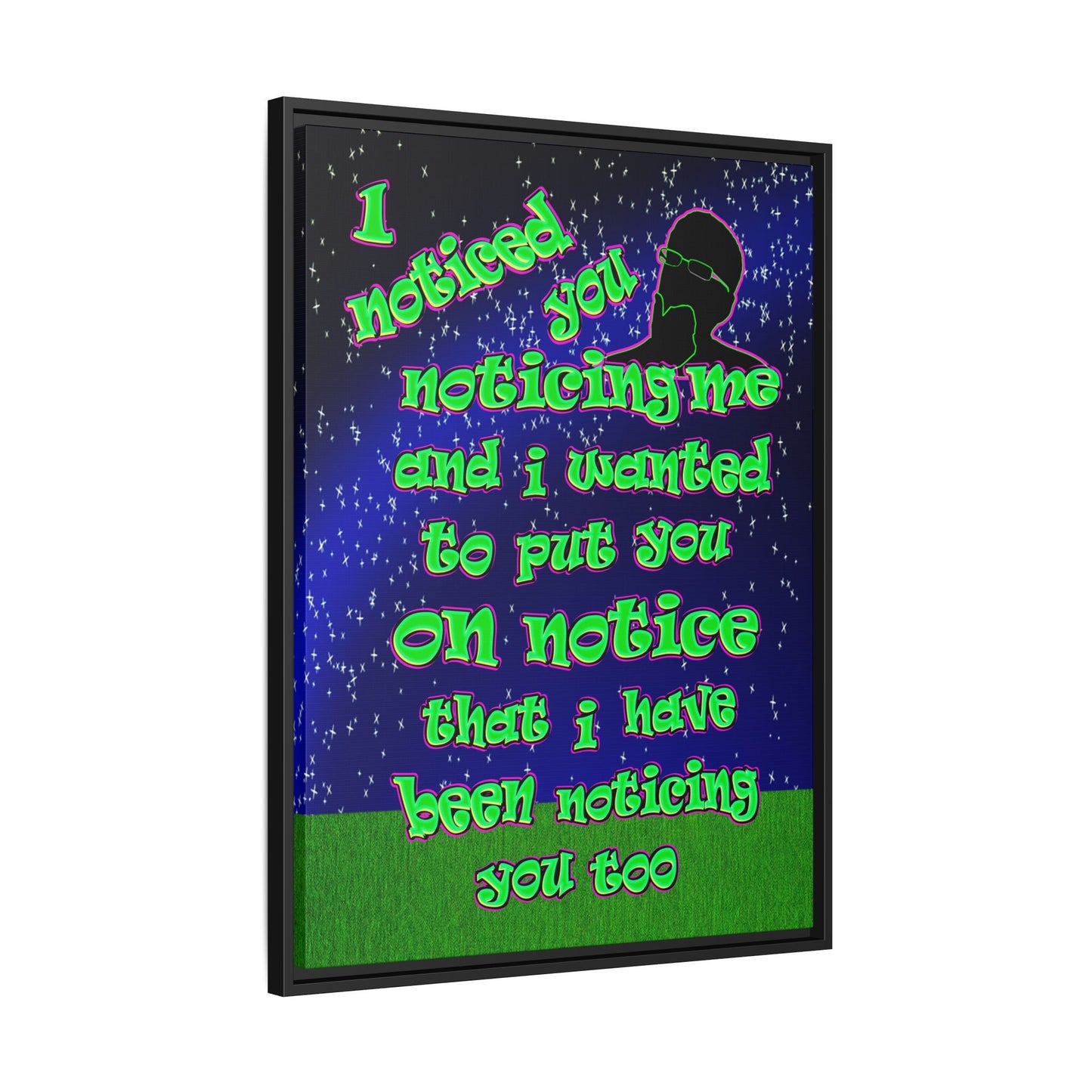 noticed you noticing - framed canvas art ('snoops' background)