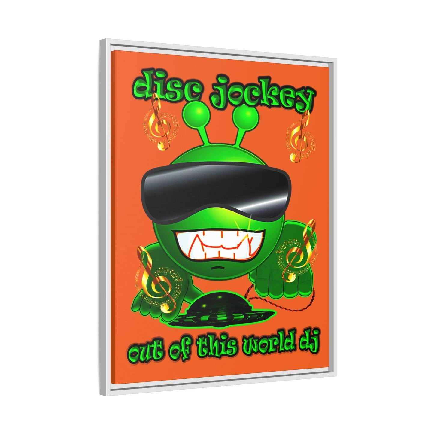 disc jockey - framed canvas art (orange)