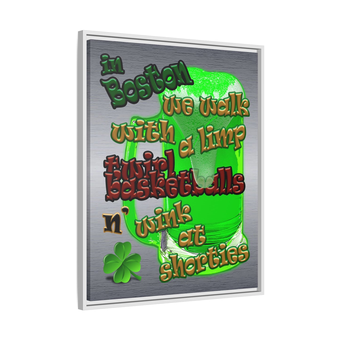 celtics logo - framed canvas art (brushed nickel)