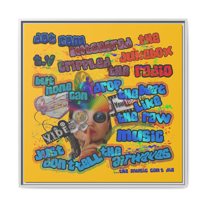 drop the beat - framed canvas art (yellow)