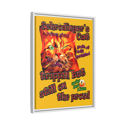 schrodinger's cat - framed canvas art (yellow)